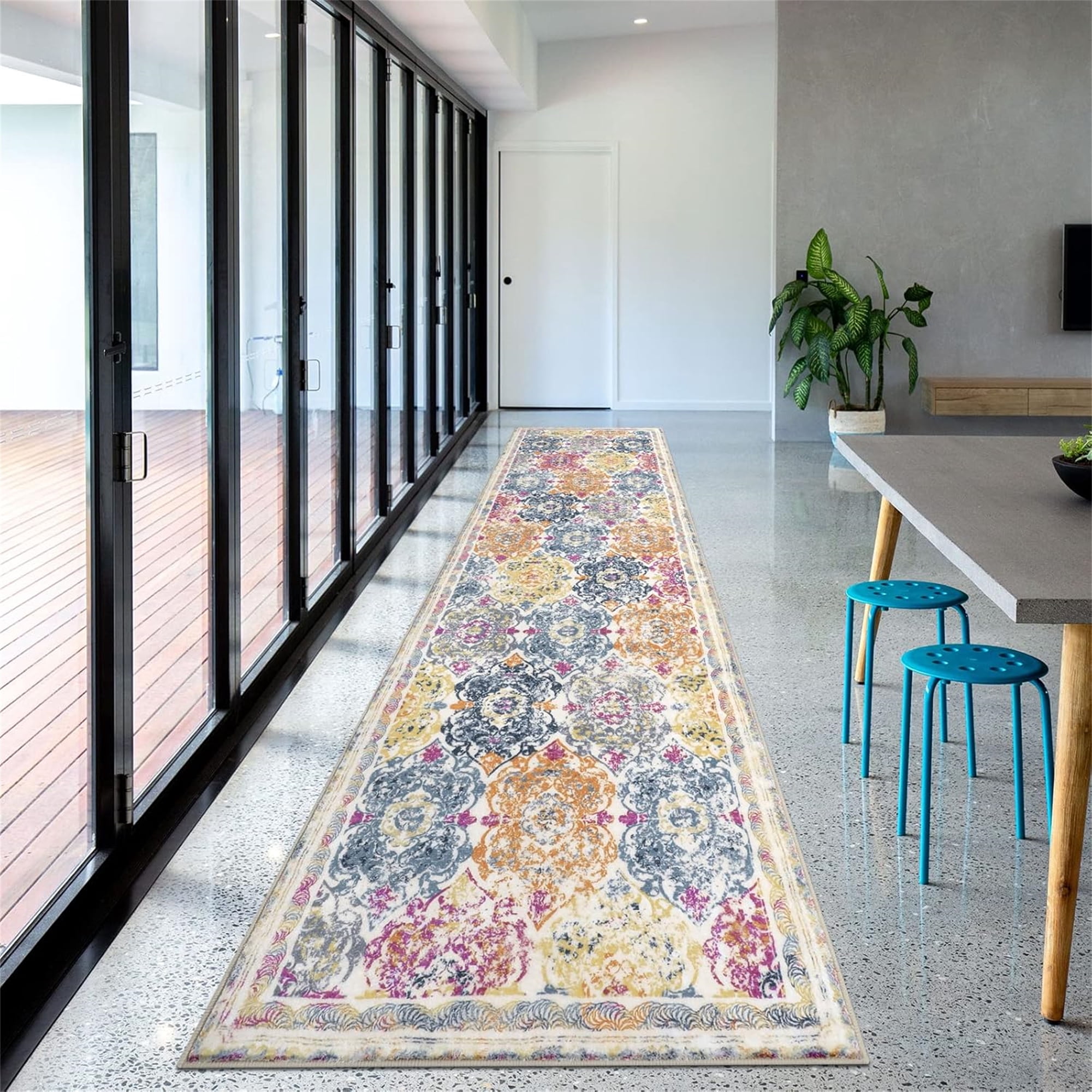 Boho Runner Rug, Non Slip Washable Shaggy Soft Carpet Area Rug for Hallways Entryway Bedroom