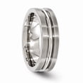 thumbnail image 4 of Grey Titanium Ring Band Wedding Standard Flat Grooved, 4 of 6