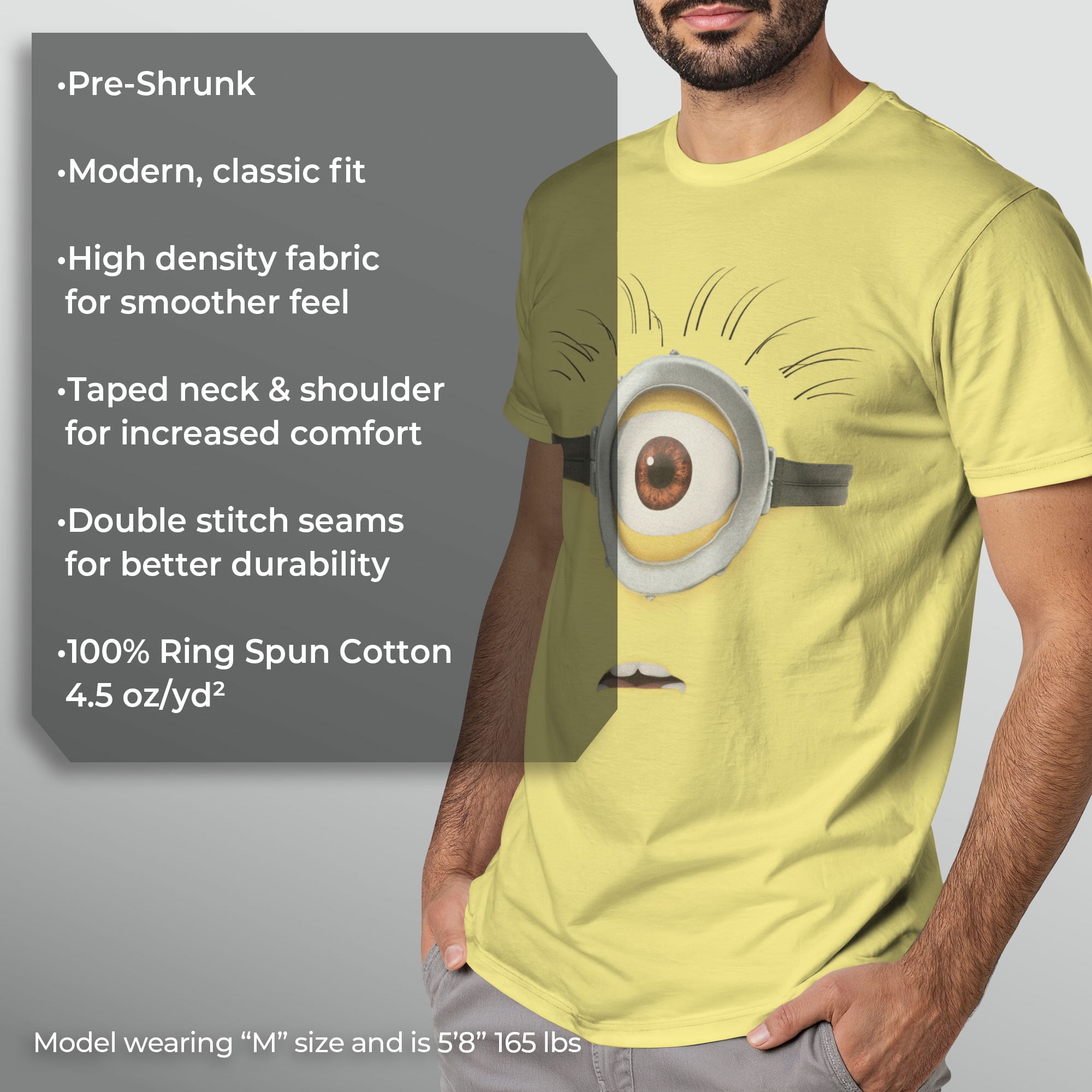 Men's Despicable Me Minions Shocked Face Minion Carl Big Face Graphic Tee Banana X Large