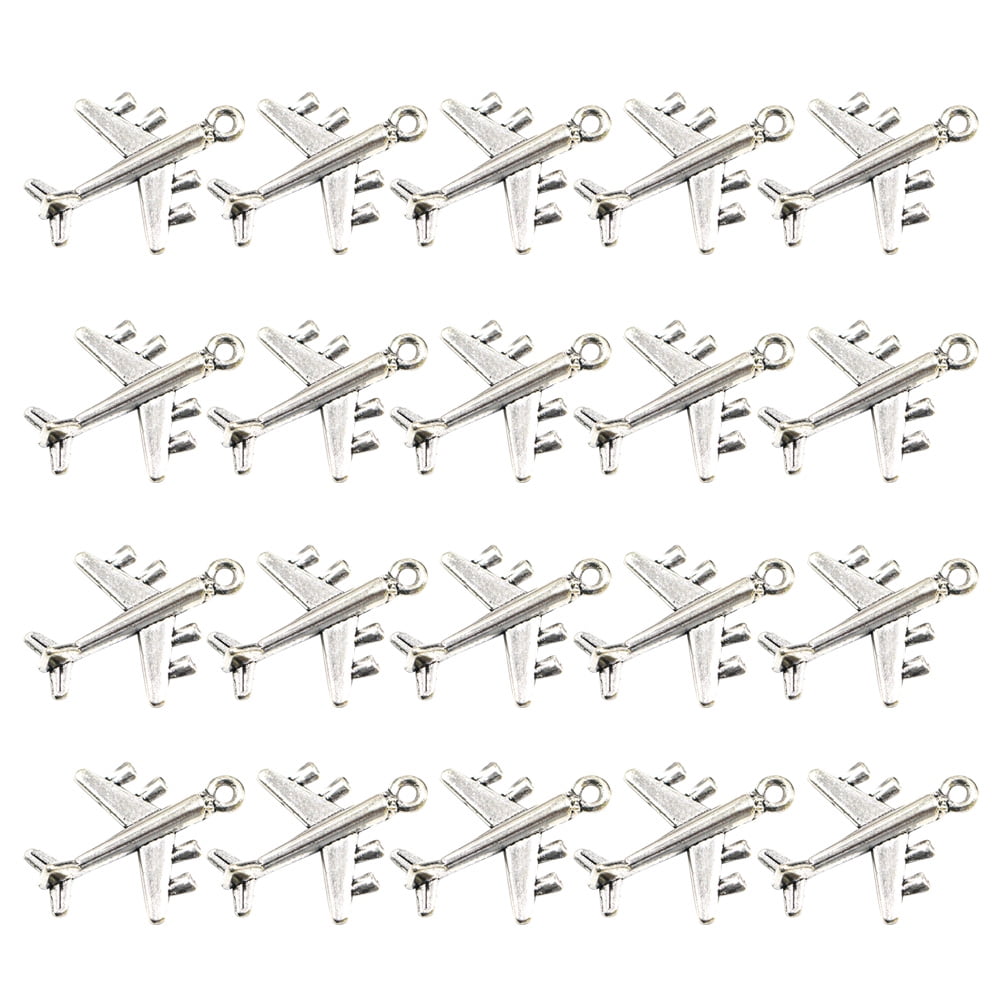Minkissy 20 Pieces Plated Alloy Airplane Charms for Jewelry Making Necklace Anklet Keychain Pendants