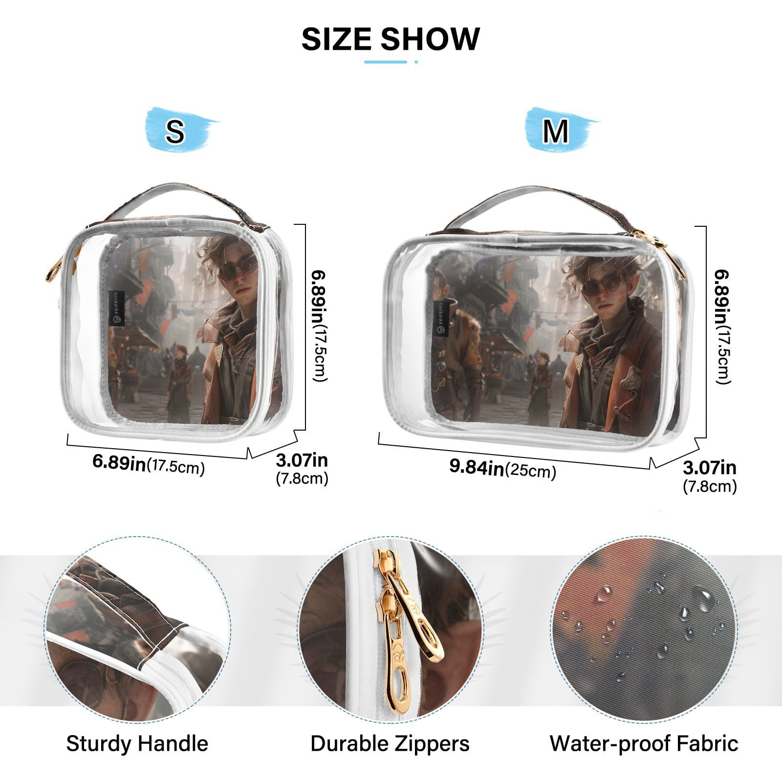 Clear Makeup Bags with Handle Large Opening 2 Pack Set Toiletry Bag Quart Size Bag, for Women Man Traveling Travel Essentials, Toiletries and Other. Game Graphic Capture