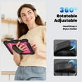 thumbnail image 6 of 3 Layer Multi-Functional Case for iPad Air 13 2024, for Kids Heavy Duty Protective Case with Screen Protector & Stylus Holder & 360 Rotating Stand and Hand/Shoulder Strap Cover - Rose+Black, 6 of 9