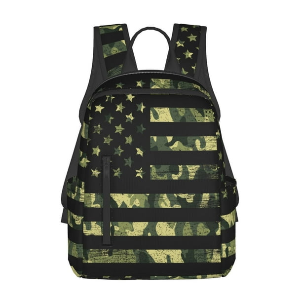 Fotbe American Flag Camo Mochila Ligera para Hombres y Mujeres - Duradera y Resistente al Agua, Ideal para Escuela, Trabajo, Viajes y Uso Diario