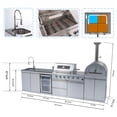 thumbnail image 3 of 125-Inch 108000- BTU Double Stainless Steel Gas Outdoor Kitchen Bar Barbecue Island Grill+ Pizza oven + Wine Cooler Compact Refrigerator + Rotisserie + Granite Countertops + Storage Cabinets & Drawer, 3 of 31