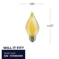 thumbnail image 2 of Bulbrite 862788 4W Dimmable C15 Shape 2100K Filament Medium E26 Base Amber Spunlite LED Bulb - Pack of 4, 2 of 7