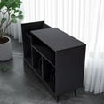 thumbnail image 2 of YOCWO Large Record Player Stand, Mid Century Concord Turntable Stand Table Holds up to 350 Albums, Vinyl Record Storage Cabinet with Wood Legs for Living Room Bedroom Office, Black, 2 of 6