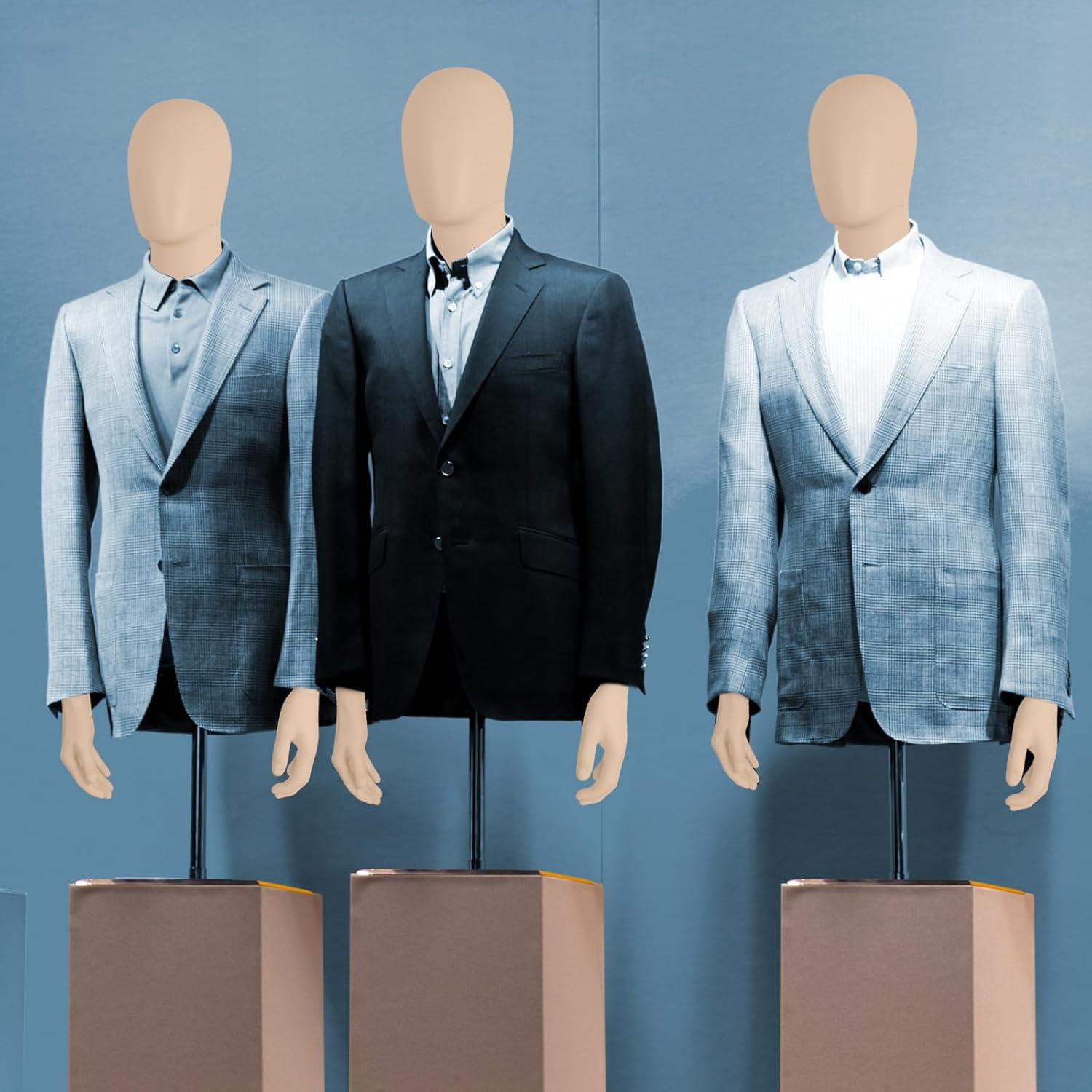 FreeLung Male Half Body Mannequin Torso with Stand, Adjustable Height 32" - 48", Complexion