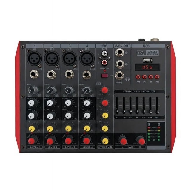 2/4/6 Channel Professional Audio Mixer Console System With Blue Tooth USB DSP 48V Phantom Power