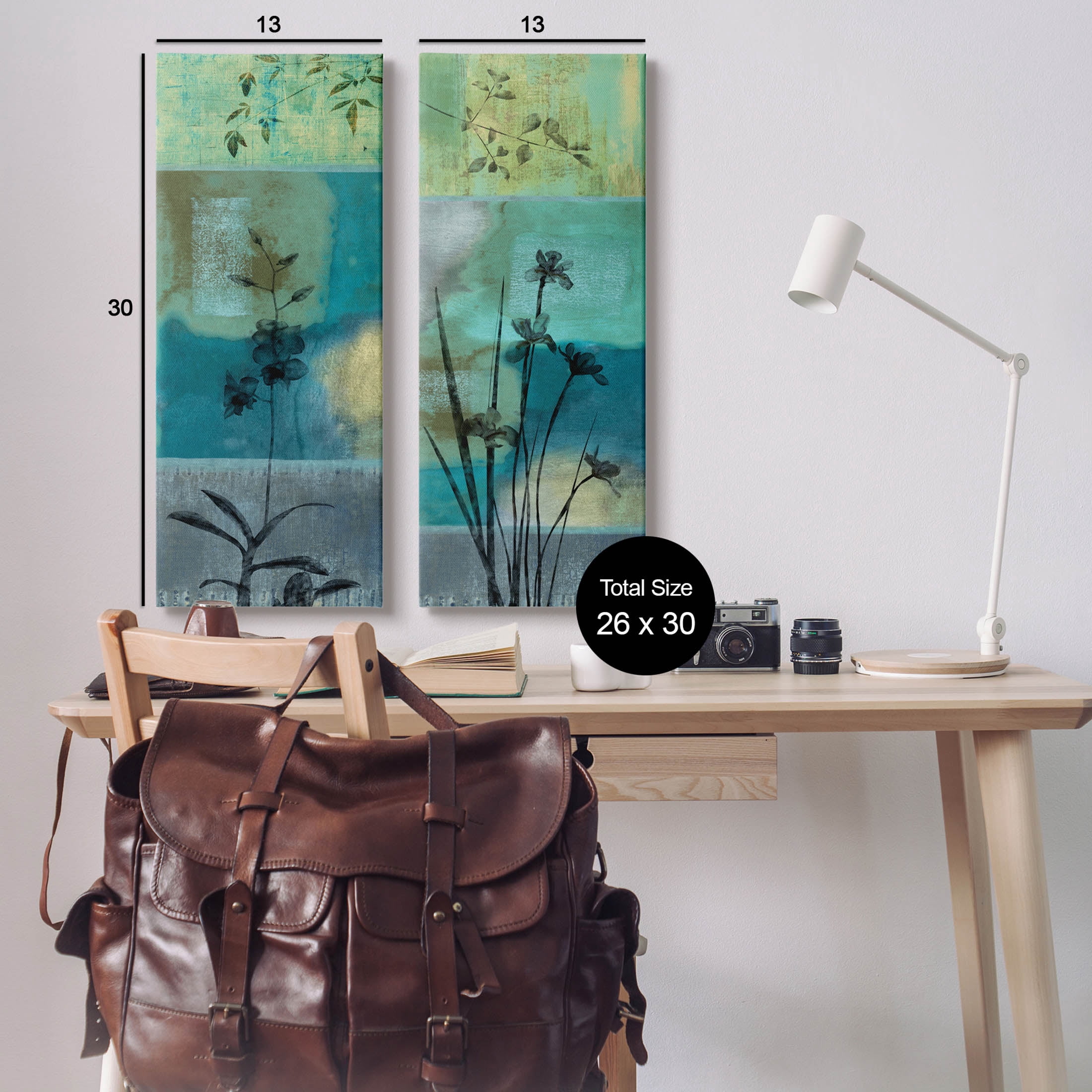 Contemporary Blooming Orchid Sprouts Botanical & Floral Graphic Art Gallery Wrapped Canvas Print Wall Art, Set of 2