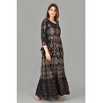 thumbnail image 3 of DWEEP SARA Blue Cotton Anarkali Dress with Elegant Mirror Embroidery, Lace Detailing & Side Tassels, XXL, 3 of 6