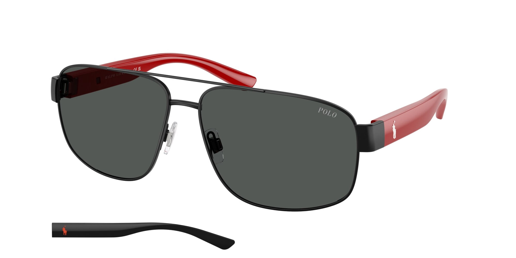 POLO PH3156 926787 Semi Shiny Black Dark Grey 62 mm Men's Sunglasses