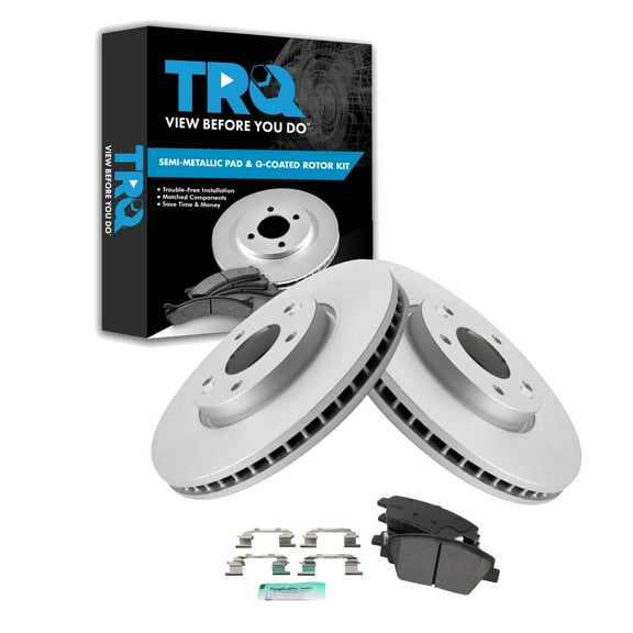 TRQ Front Brake Pad & Rotor Kit Brake Pads Brake Rotor Semi-Metallic Premium G-Coated Fits Select 2011-2015 Hyundai Sonata 2011-2016 Kia Optima