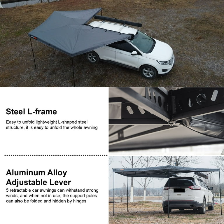 Naturnest 270-Degree Left-Side Vehicle Awning – Exterior Naturnest 270-Degree Left-Side Vehicle Awning – Exterior