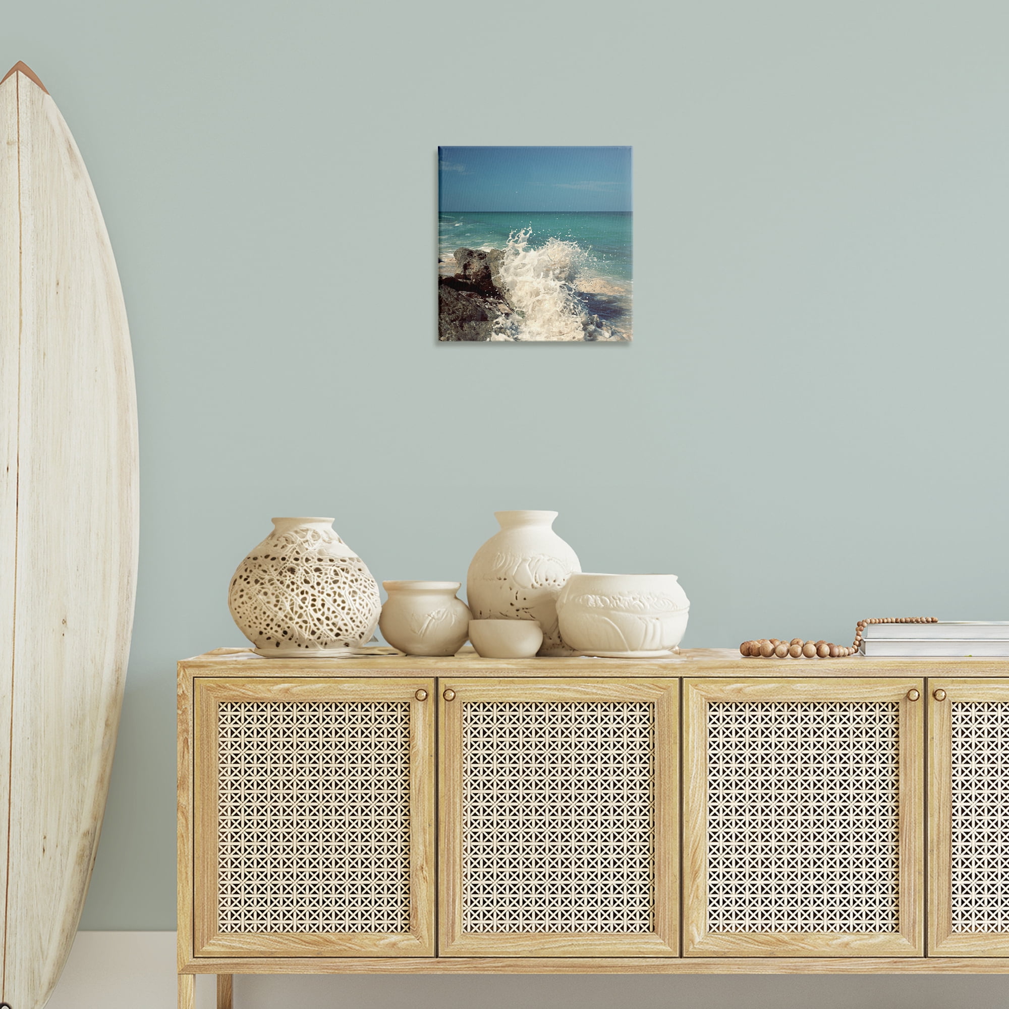 Stupell Industries Splashing Beach Spray Coastal Photography Gallery Wrapped Canvas Art Print Wall Art, 17 x 17