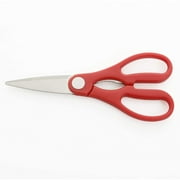 Oster Evansville 14 Piece Stainless Steel Cutlery Set with Red Plastic Handle and Black Rubber Wood Block