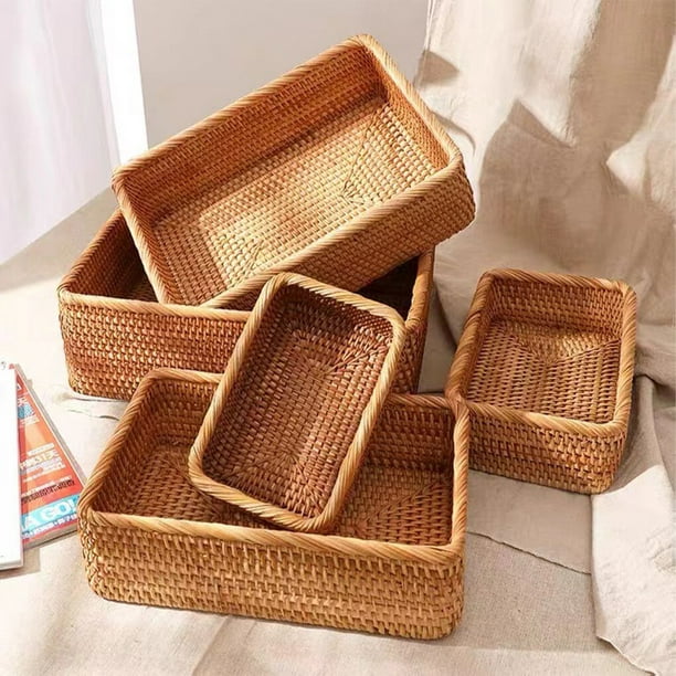 Wood Handmade Storage Box With Storage Basket Organizer Box Rattan  Traditional Rattan For Easy Organizer Box Storage Large basket S
