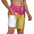 thumbnail image 3 of Gaeub Red Ice Cream Mens Swim Trunks Stretch Beach Shorts Quick Dry for Men Swim Shorts Swimwear with Pockets- Medium, 3 of 9