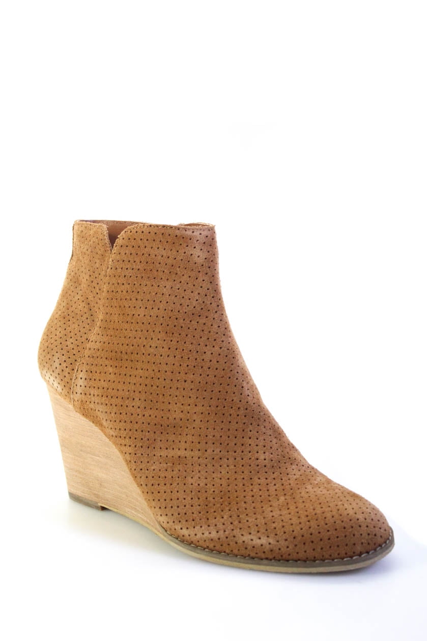Wedge Heel Ankle Boots Brown 