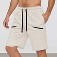 thumbnail image 2 of MIXUE Mens Shorts Summer Solid Color Elastic Waist Drawstring Fashion Breathable Sports Beachwear,Beige,XXL, 2 of 9