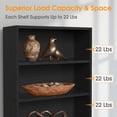 thumbnail image 6 of Large Bookcase, 5-Tier 63 Inch Tall Industrial Storage Wall Shelf, Display Shelf for Living room, Bedroom, Black, 6 of 6