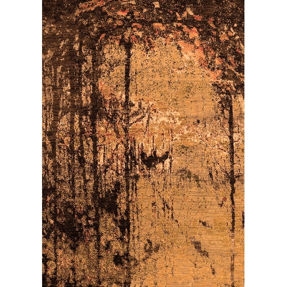 Ahgly Company Indoor Rectangle Oriental Orange Industrial Area Rugs, 2' x 5'