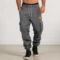 thumbnail image 2 of CONZONE Mens Workout Pants Wide Leg Elastic Waist Drawstring Cargo Joggers For Men Relaxed Fit Cozy Fall Winter Sports Trousers With Pockets, 2 of 9