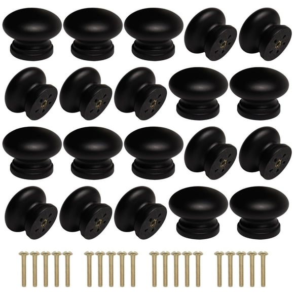 20 Piezas de Perillas de Madera para Gabinete Cangder Negras 3.3 cm x 2.6 cm