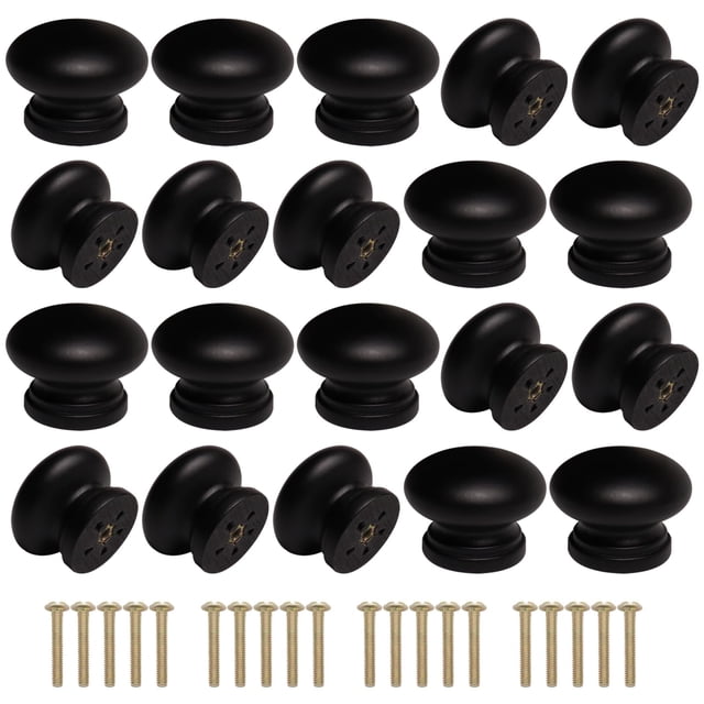 20 Piezas de Perillas de Madera para Gabinete Cangder Negras 3.3 cm x 2.6 cm