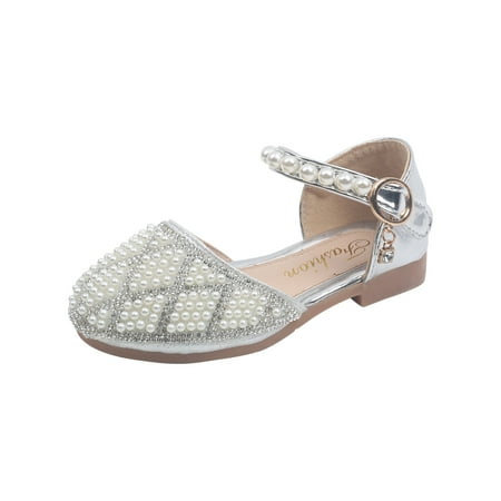 

Binmer Toddler Shoes Baby Girls Pearl Rhinestonesoft Non-Slip Princess Sandals Dancing Shoes