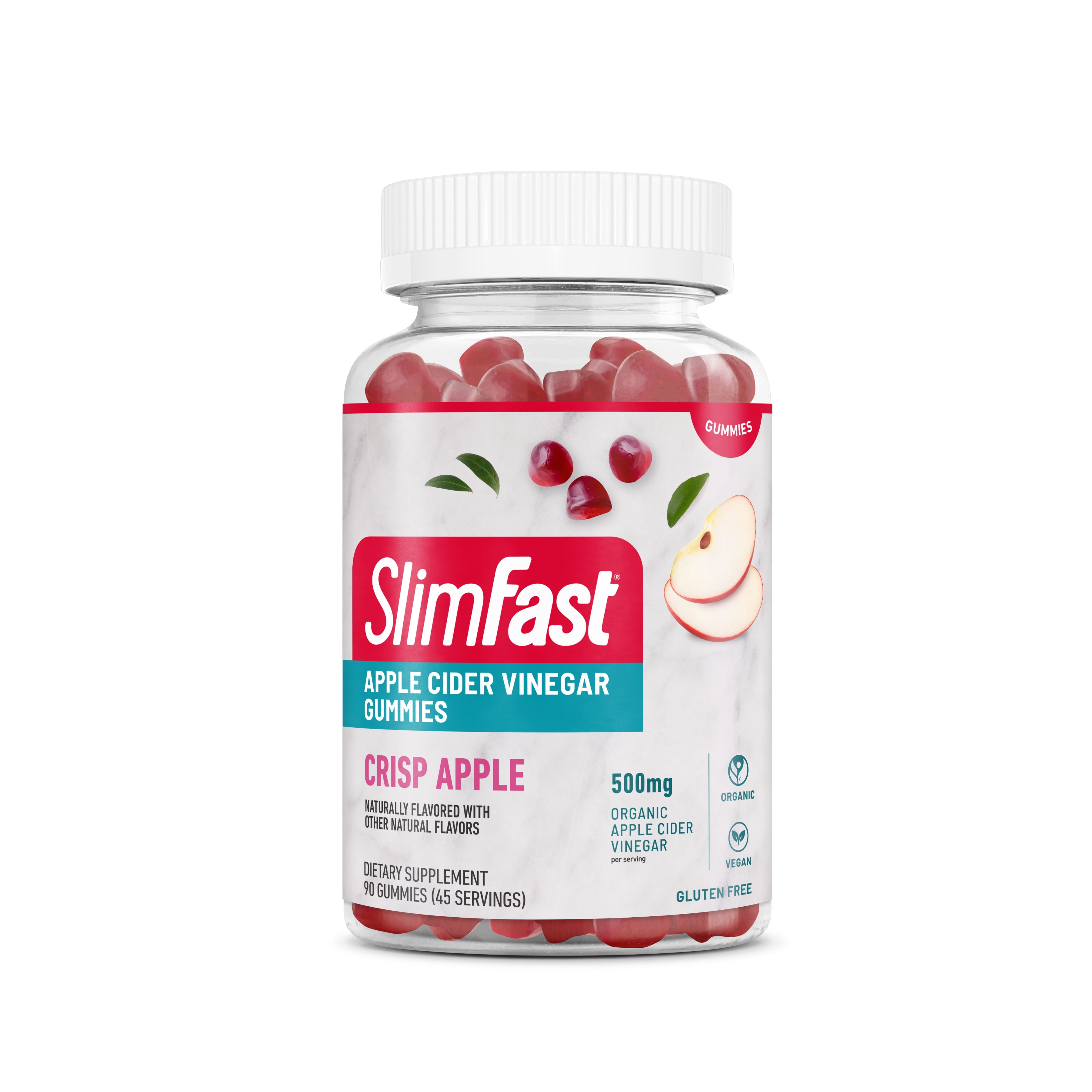 SlimFast Apple Cider Vinegar Gummies Crisp Apple Flavor, 90 Gummies
