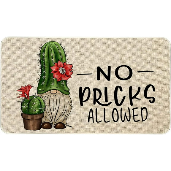 Summer Door Mat 30 X 17 Inch No Picks Allowed Cactus Gnome Doormat Indoor Outdoor Entrance Floor Mat Non Slip Summer Decor Rubber Funny Welcome Mats