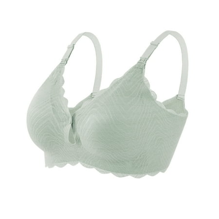 Virmaxy Womens Nursing Bras Comfortable Breathable No Steel Ring Front Buckle Breastfeeding Bra Underwear Nursing Bras for Breastfeeding and Breast Pumping Green M