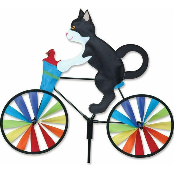 Tuxedo Cat 20 in. - Bike Riding Garden Wind Spinner by Premier Kites