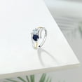 thumbnail image 4 of Gem Stone King 1.12 Cttw Sky Blue Aquamarine and Blue Sapphire Ring for Women | 925 Silver and 10K Yellow Gold | Gemstone Birthstone | Round 5MM | Available in Size 5, 6, 7, 8, 9 | Size 9, 4 of 5