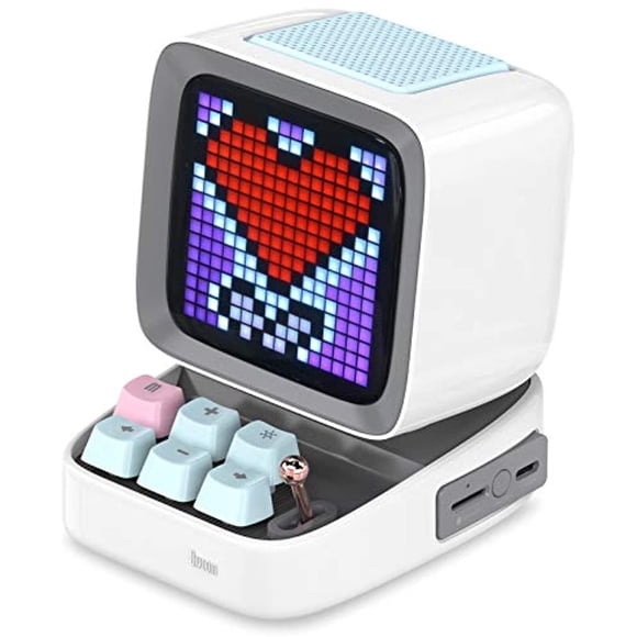 Divoom Ditoo Retro Pixel Art Game Bluetooth Speaker with 16X16 LED App Controlled Front Screen (White)