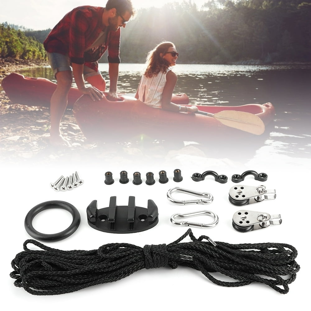 CHICIRIS Kayak Anchor Trolley Kit System,Anchor Trolley Kit With Rope Pulley Pad Eyes For Kayak