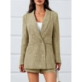 thumbnail image 3 of Women 2 Piece Blazer Shorts Sets Long Sleeve Double Breasted Suit Jackets Business Outfit, 3 of 4