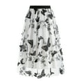thumbnail image 1 of Womens Summer Retro Temperament Mesh Embroidery A-Line Skirt Half Skirt, 1 of 3