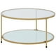 thumbnail image 3 of Mesa de centro redonda para sala de estar Mesa pequeña y elegante Parte superior de cristal Patas de acero 84 x 45,5 cm Dorado esquí esquí Gafas de esquí, 3 of 5