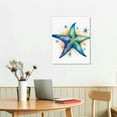 thumbnail image 2 of PIKWEEK Bathroom Wall Decor Teal Watercolor Starfish and Seashell Conch Wall Art Pictures Ocean Theme Canvas Prints for Bedroom Home Artwork Decor Paintings, 2 of 4