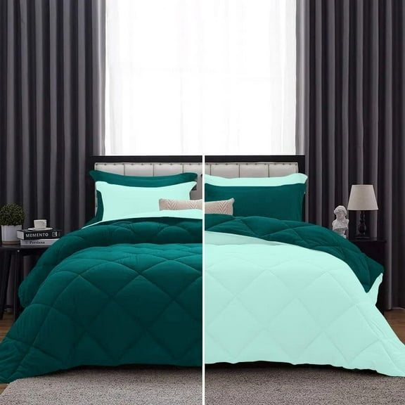 DNG Creations 1 Piece Reversible Diamond Pattern Comforter ( Aqua-Blue/Teal Colour ) 550 GSM All - Season 100% Egyptian Cotton, 800 TC - Twin/ Twin XL - Size