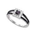 thumbnail image 1 of 14kt White Gold Princess Black Color Enhanced Diamond Bridal Wedding Ring 5/8 Cttw, 1 of 1