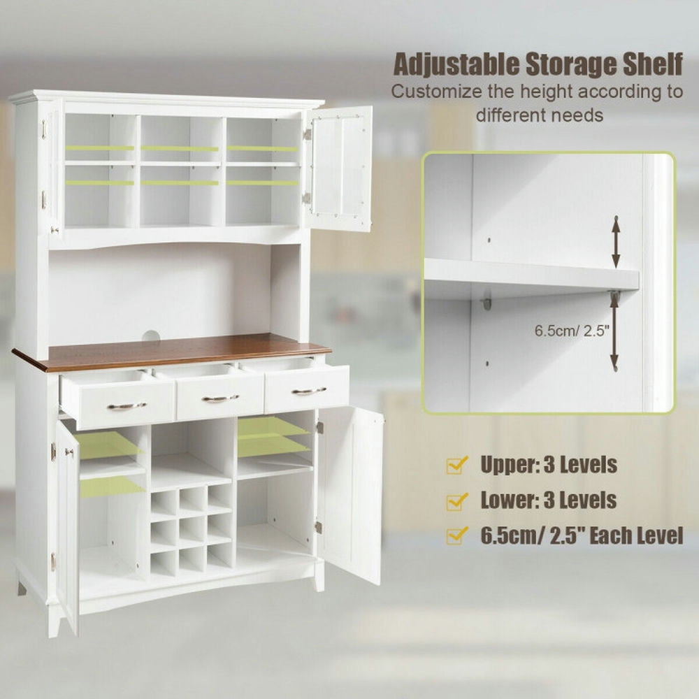 Finihen Kitchen Storage Cabinet, Buffet Sideboard, Wood Buffet Hutch Cabinet with 3 Large Drawers, for Dining Room, Kitchen, Living Room, White Finihen Kitchen Storage Cabinet, Buffet Sideboard, Wood Buffet Hutch Cabinet with 3 Large Drawers, for Dining Room, Kitchen, Living Room, White