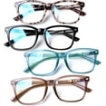 thumbnail image 1 of 4 Pack Blue Light Blocking Reading Glasses Women Men,Spring Hinge Computer Readers,Anti UV Ray Square Nerd Eyeglasses, 1 of 7