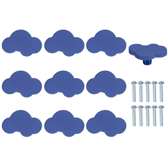 Uxcell 10 Pack Cabinet Knobs, 53.5x36mm Plastic Cute Dresser Pulls Cartoon Soft Rubber Drawer Handle Pulls with Screws for Bedroom Cupboard Closets Bookcase Kitchen, Cloud, Cobalt Blue