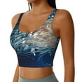thumbnail image 2 of Gukieu White Jellyfish Dansing in the Ocean Print Women's Sports Vest, Low-neck U-shaped Removable Pad Sports Bra for Yoga, Exercise, Dance-Small, 2 of 8