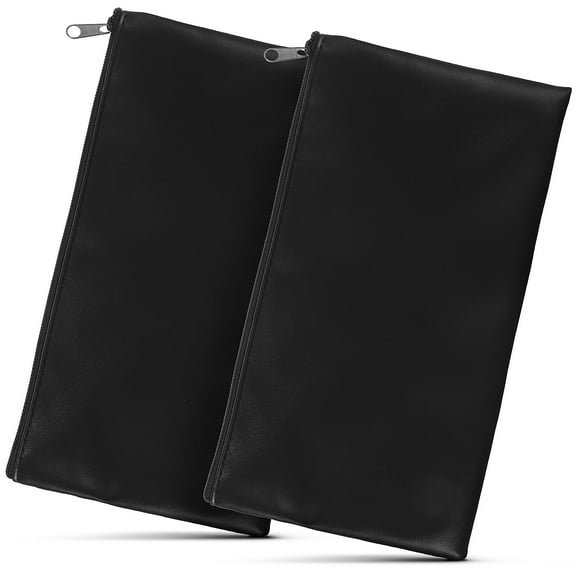 IBASETOY 2 Pcs Cash Register Bag Black PU Leather Zipper Money Bag for Traveling