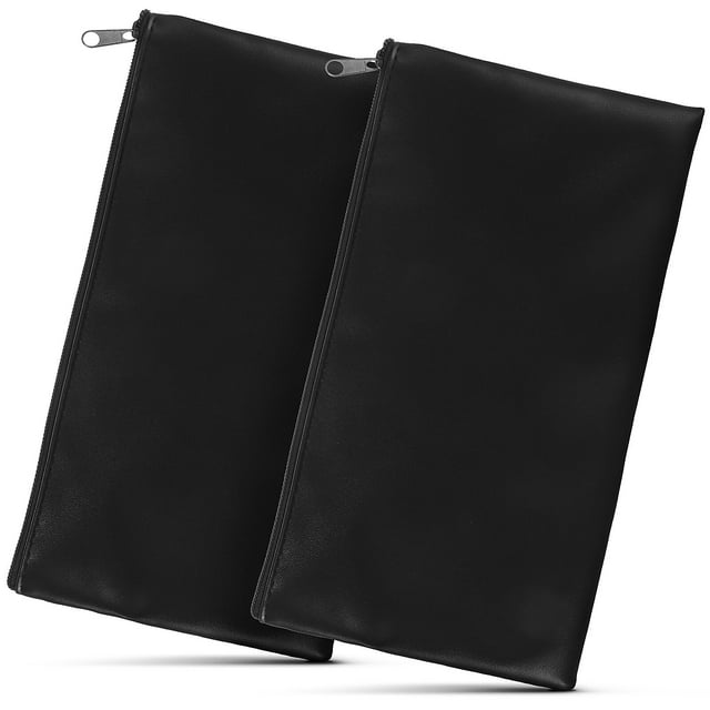 Miangastore 2 Pcs Money Bags With Zipper Simple PU Leather Money Pouches for Cash Check Receipt Coin Cosmetics