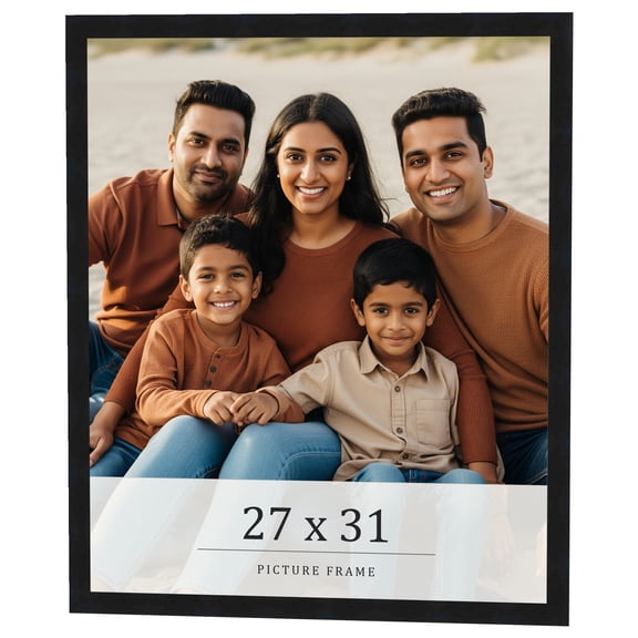 27x31 Frame Black Real Wood Picture Frame Width 0.75 inches | Interior Frame Depth 0.5 inches |