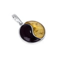 thumbnail image 2 of Genuine Baltic Amber Yin Yang Pendant Necklace in Sterling Silver, 18", 2 of 3